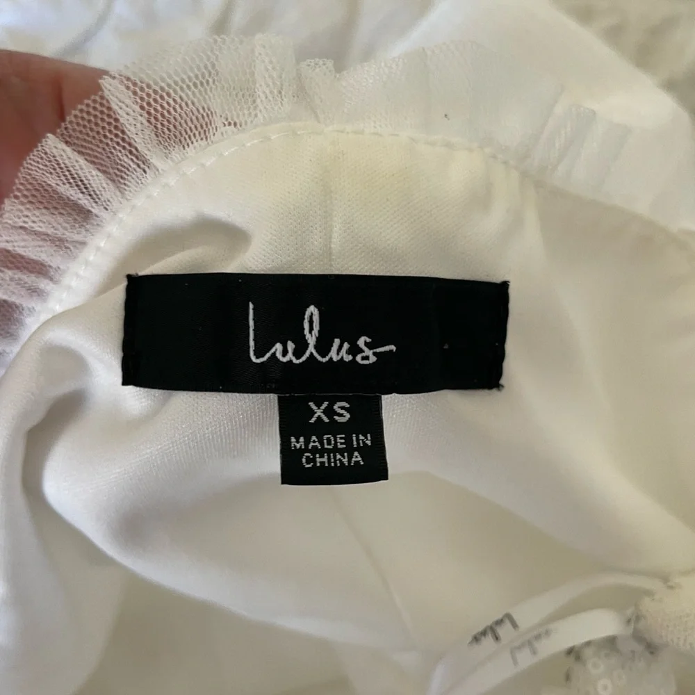 Lulus glowing white sequin bustier tie strap mini dress - Picture 12 of 13